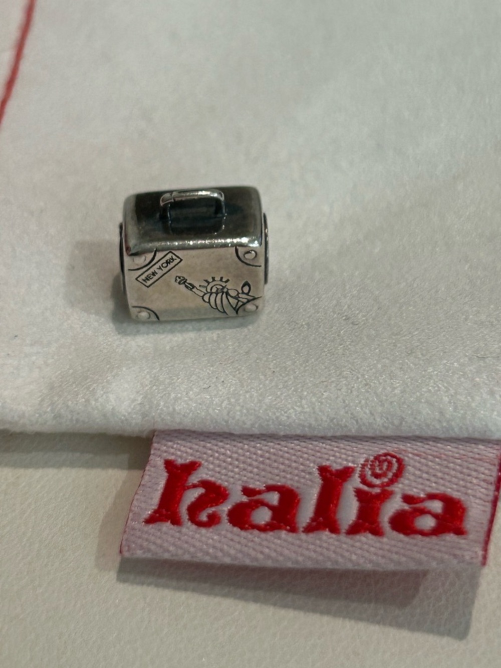 Pandora-style "New York Suitcase" Charm - Sterling Silver